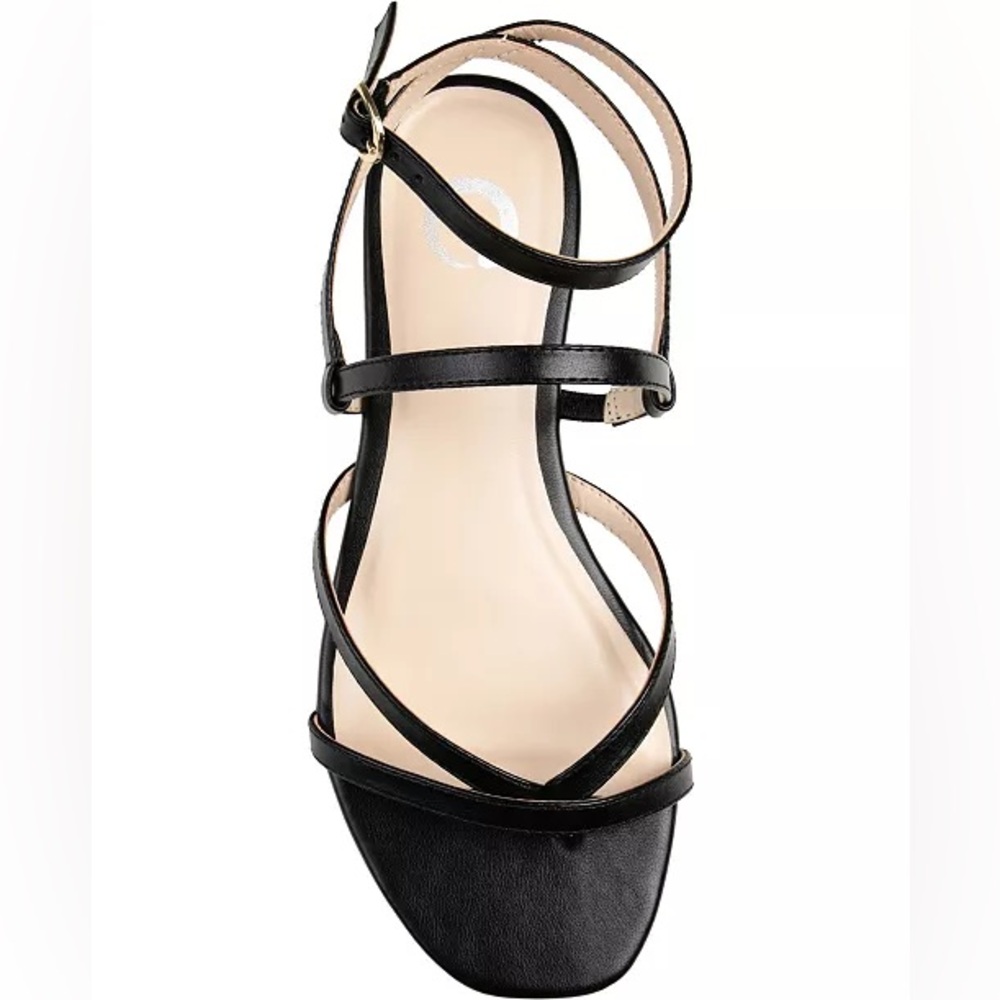 Journee Collection🔥Black 
Women's Serissa Strappy Flat Sandals BRAND NEW SIZE 12 - Picture 4 of 16